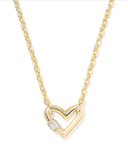 Load image into Gallery viewer, Kendra Scott Emery Heart Pendant Necklace White CZ