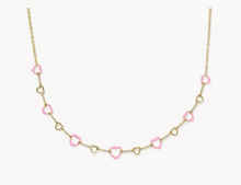 Load image into Gallery viewer, Kendra Scott Haisley Heart Strand Necklace Pink Enamel Gold