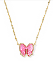 Load image into Gallery viewer, Kendra Scott Haley Bow Pendant Necklace Gold Rose Violet