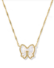 Load image into Gallery viewer, Kendra Scott Haley Bow Pendant Necklace Ivory Mother of Pearl