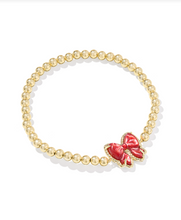 Load image into Gallery viewer, Kendra Scott Haley Bow Stretch Bracelet Gold Scarlet Red