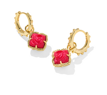 Load image into Gallery viewer, Kendra Scott Mallory Rose Huggie Earrings Gold Red Mother of Pearl - Final Sale