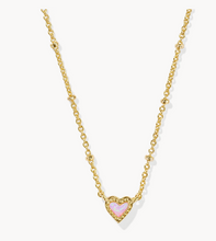 Load image into Gallery viewer, Kendra Scott Mini Ari Heart Necklace Bubblegum Pink Kyocera Opal