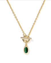 Load image into Gallery viewer, Kendra Scott Mini Elisa Toggle Pendant Necklace Green Tiger's Eye