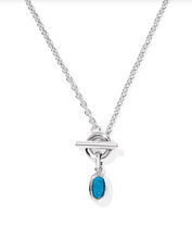 Load image into Gallery viewer, Kendra Scott Mini Elisa Toggle Pendant Necklace Rhodium Indigo Magnesite