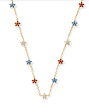 Load image into Gallery viewer, Kendra Scott Sierra Star Crystal Strand Necklace Red White and Blue Mix