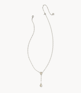 Kendra Scott Silver Camry Y Necklace in Ivory Mother of Pearl