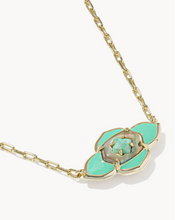 Load image into Gallery viewer, Kendra Scott Abbie Medallion Gold Short Pendant Necklace - Abalone sea green mix