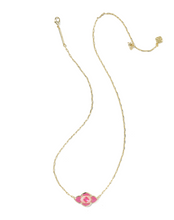 Load image into Gallery viewer, Kendra Scott Abbie Medallion Pendant Necklace Gold Hot Pink Mix