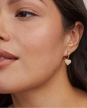 Load image into Gallery viewer, Kendra Scott Ari Heart Rose Quartz Huggie Drop Earrings