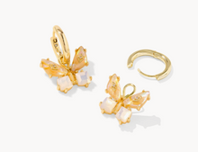 Load image into Gallery viewer, Kendra Scott Bianca Butterfly Huggie Earring Gold Iridescent White Mix