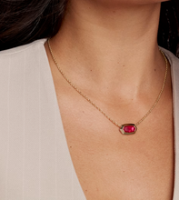 Load image into Gallery viewer, Kendra Scott Elisa Bezel Necklace Gold Carmine Red Illusion