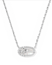 Load image into Gallery viewer, Kendra Scott Elisa Bow Pendant Necklace Iridescent Crystal Ivory Illusion