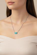 Load image into Gallery viewer, Kendra Scott Elisa Tiger Striped Blue Marble Necklace in Silver