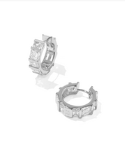 Load image into Gallery viewer, Kendra Scott Jamie Huggie Earrings White CZ