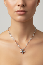 Load image into Gallery viewer, Kendra Scott Leanne Silver Necklace with Black Flower