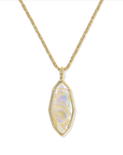 Load image into Gallery viewer, Kendra Scott Ophelia Large Long Pendant Gold Necklace - Iridescent Abalone