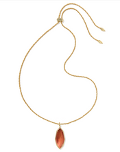 Load image into Gallery viewer, Kendra Scott Ophelia Large Long Pendant Gold Necklace - Burnt Orange Mother of Pearl
