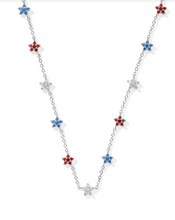 Load image into Gallery viewer, Kendra Scott Sierra Star Crystal Strand Necklace Red White and Blue Mix