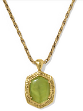 Load image into Gallery viewer, Kendra Scott Striped Daphne Chartreuse Green Gold Necklace