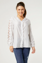 Load image into Gallery viewer, Kiana Top with Crochet Detail - White S/M, L/XL, XXL