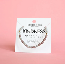 Load image into Gallery viewer, Kindness Light Gray Quartz/Lilac Morse Code Bracelet