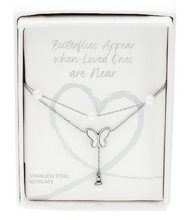 Load image into Gallery viewer, Layered Butterfly Necklace- "Butterflies Appear when Angels are Here"