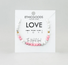 Load image into Gallery viewer, Love Pink Howlite Morse Code Bracelet