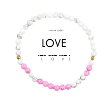 Load image into Gallery viewer, Love Pink Howlite Morse Code Bracelet