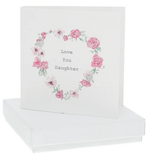 Load image into Gallery viewer, Love You Daughter Silver Heart Stud Earrings