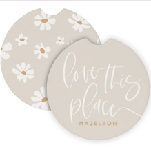 Load image into Gallery viewer, Love This Place Daisies Car Coaster set of 2
