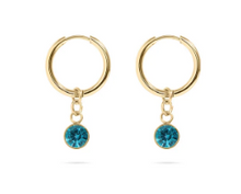 Load image into Gallery viewer, 18KT Gold PVD Birthstone Huggie Earrings