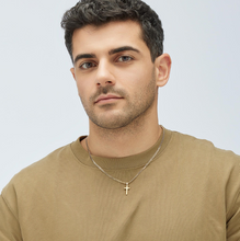 Load image into Gallery viewer, Men's Stainless Steel Gold Necklace with Cross Pendant by Brosway
