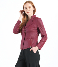 Load image into Gallery viewer, Merlot Liquid Leather Jacket by Clara Sunwoo