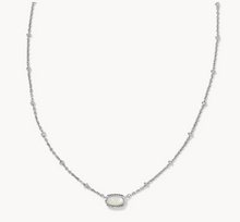 Load image into Gallery viewer, Mini Elisa Satellite Short Pendant Rhodium Ivory Mother of Pearl