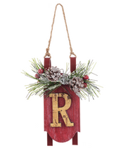 Load image into Gallery viewer, Initial Monogram Sled Ornaments
