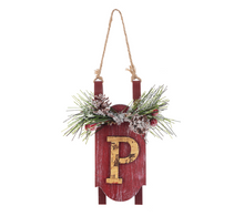 Load image into Gallery viewer, Initial Monogram Sled Ornaments