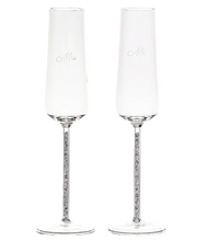 Load image into Gallery viewer, Mr & Mrs Crystal Toasting Glasses - Gift Boxed