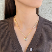 Load image into Gallery viewer, Gold Multi Colored CZ Heart Necklace