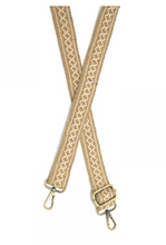 Load image into Gallery viewer, Neutral Straw Diamond Woven Guitar/Purse Strap