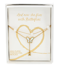 Load image into Gallery viewer, Now She Flies with the Butterflies Necklace Gold
