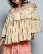 Load image into Gallery viewer, Off-Shoulder Floral Embroidery Top