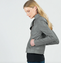 Load image into Gallery viewer, Olive Liquid Leather Jacket By Clara Sunwoo