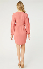 Load image into Gallery viewer, Olivia Deep V-Neck Wrap Dress Salmon
