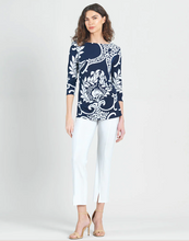 Load image into Gallery viewer, Paisley Print Soft Tunic Navy/White - Made in the USA
