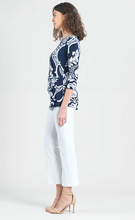 Load image into Gallery viewer, Paisley Print Soft Tunic Navy/White - Made in the USA