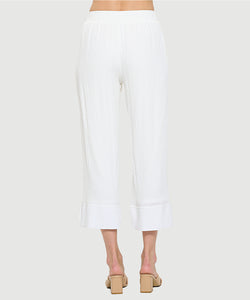 Palazzo Gauze Pants with Elastic and Small Slits - White