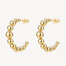 Load image into Gallery viewer, Perfect Stainless Steel Gold Beaded Hoop Earrings by Brosway