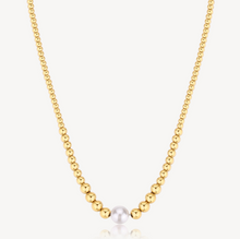 Load image into Gallery viewer, Perfect Stainless Steel Pearl Gold Beaded Necklace by Brosway