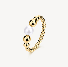 Load image into Gallery viewer, Perfect Stainless Steel Gold Beaded Pearl Ring by Brosway